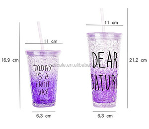doble de plástico vaso con pajilla bonita taza con popote pajita - Product Image 2