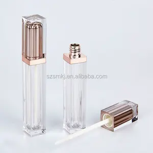 Di alta qualità Puro quadrato in oro Rosa tubo del rossetto vuoto lip gloss contenitore quadrato tubo lipgloss 7ml