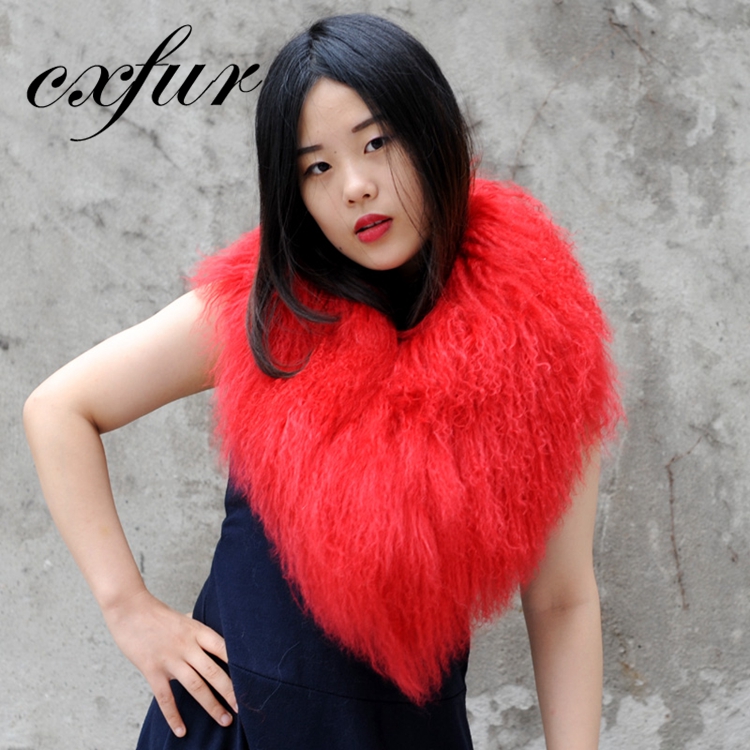 CX-A-52C надежное качество шарф аксессуар реальные монгольского ягненка меховой воротник