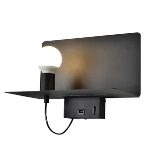 2019 Nieuwe Product Ijzer Zwart Hotel Slaapkamer Moderne Blaker Lamp Wandlamp Met Een Usb Charger