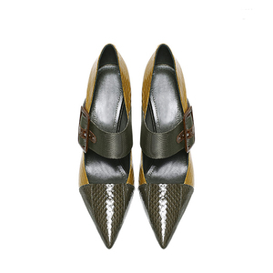 Escarpins en cuir de serpent à talons hauts et bouts pointus, pour femmes, chaussure fantaisie à bout pointu, multicolore - Product Image 3