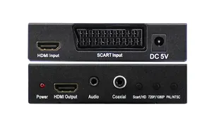 HDMI/Scart a HDMI + convertidor coaxial con 3,5mm interfaz detectar automáticamente RGB(50/60Hz) de vídeo compuesto (NTSC/PAL)