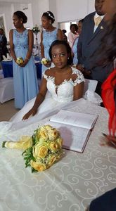 Vestidos de Novia Africanos para Mujer Negra, Diseño <span class=keywords><strong>FA82</strong></span>, Tienda en Línea, Mangas Cortas, Vestido de Gala, Personalizado, Nuevo 2025 - Product Image 3