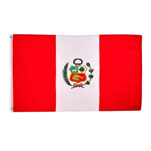 Wholesale 100% Polyester 3x5ft Stock PER Peruvian Flag Of Peru