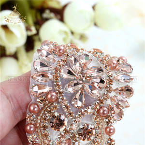 Peach Crystal Cô Dâu Đính Cườm Ngọc Trai Đính Miếng Vá Cho Sash Váy - Product Image 2