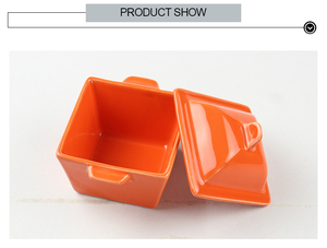 Orange grès casserole soupe stock pots avec cocotte - Product Image 3