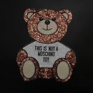 Hot sale! embroidery sequin patches Large bear Animal patches for Jackets custom patch for children Accept custom designs