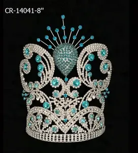 Peacock Blue Large Tiara Tall Beauty Miss Universe Queen Crown