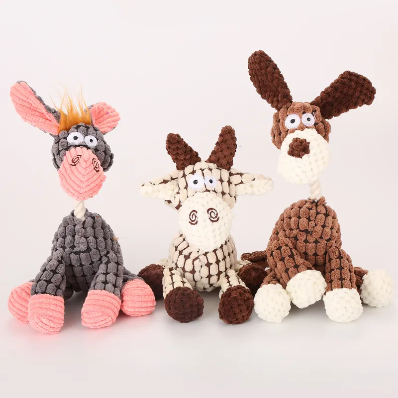 Atacado produtos de animais de estimação, donkey, brinquedos em forma de cachorro, brinquedo de pelúcia com corda