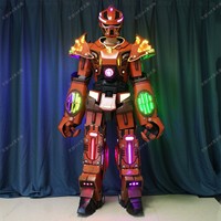 Costume de cosplay de robot transformateur LED de taille humaine, super taille, échasses, costume de fête de carnaval incroyable, carton noir, 1 pièce