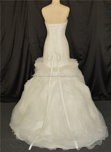 blanco sirena sin tirantes del vestido de boda hinchada con el patrón de novia - Product Image 6