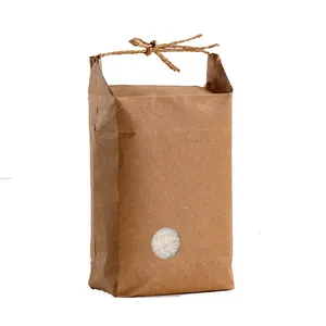 china supplier kraft 5kgs rice packaging paper bags with handle