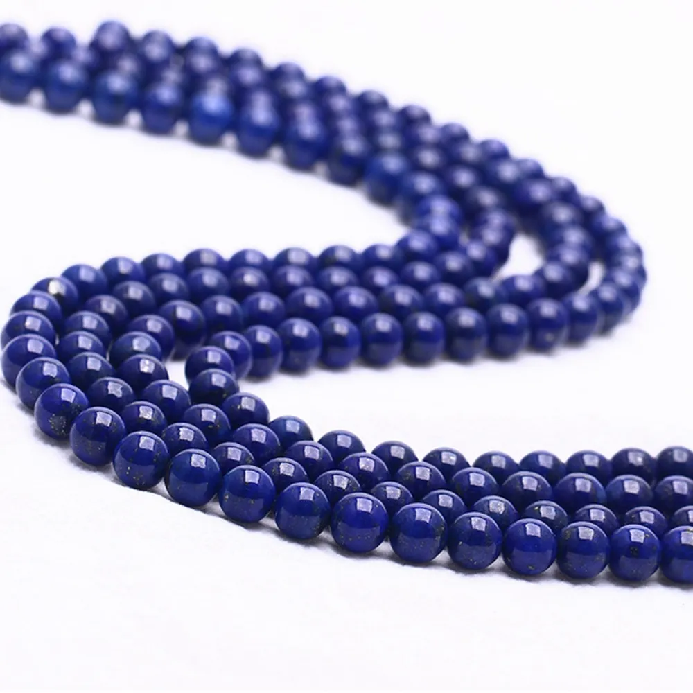 ลูกปัดหินธรรมชาติเกรด AAA Lapis Lazuli ขนาด4-10มม. สำหรับทำเครื่องประดับ