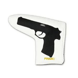 En cuir PU conception de pistolet tête de putter de golf broderie logo couvre-chef