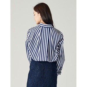 Las señoras de la blusa de la gasa de la tela de la raya moda volver cuello blusa diseño Australia - Product Image 3