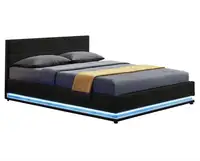 Luxury home furniture faux leather bed with LED bed frame