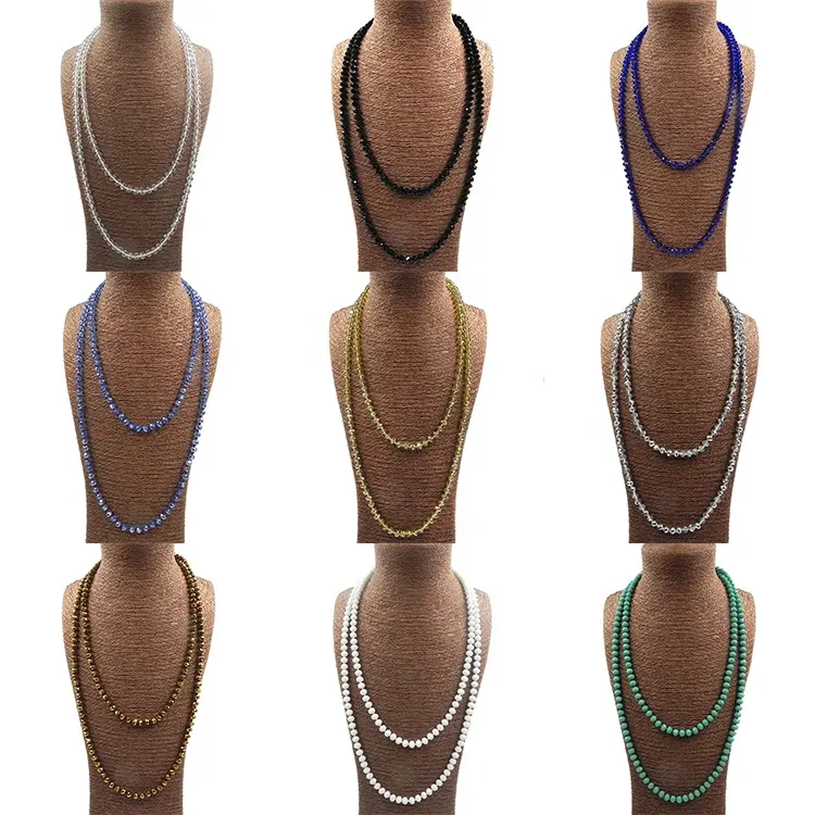 Vnox — collier en cristal avec nœud perlé pour filles, entre 100 couleurs, 60 pouces, 8x6mm