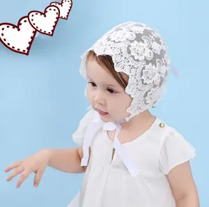 מכירה חמה 2024 2024 תינוק שזה עתה נולד סרט תחרה משי כובע כובע מתכוונן רקמת פרח אביזרי צילום טובות כובע תינוק