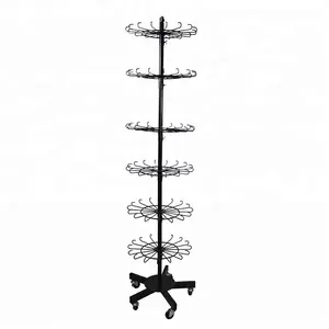 Retail Display Stand 6 Tier Movable Shop Spinner Jewelry Keyring Socking Hats Toys Display Rack