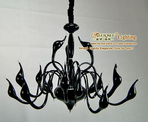 MEEROSEE Moderne Elegante Perle Schwarz <span class=keywords><strong>Swan</strong></span> Kronleuchter Lampe, 24 Arme Schwan Anhänger Beleuchtung SCHWAN - Product Image 2