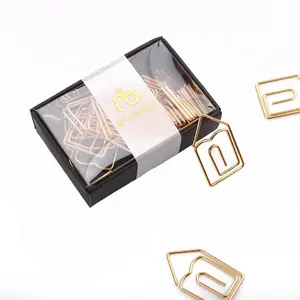 Hot selling OEM design gold color Metal pen shape paper clip customized paper clip holder