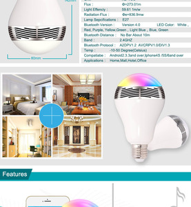 E27 altavoz Bluetooth 2 en 1 inalámbrico portátil inteligente de música de colores RGB bola de la burbuja de la lámpara 6 W - Product Image 4
