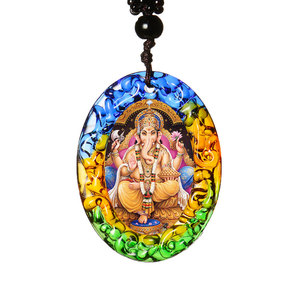 Kualitas Tinggi Disesuaikan Glasir Berwarna Dewa Hindu Ganesh Murti Liontin untuk Pooja - Product Image 5