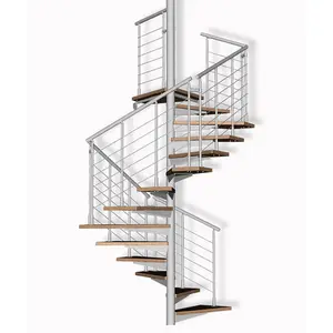 Indoor Stainless Steel Wooden Sprial Staircase