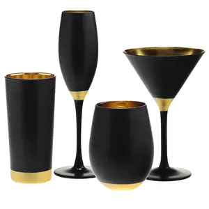 Sxgc Midnight Zwart En Goud Wijnglas Sets