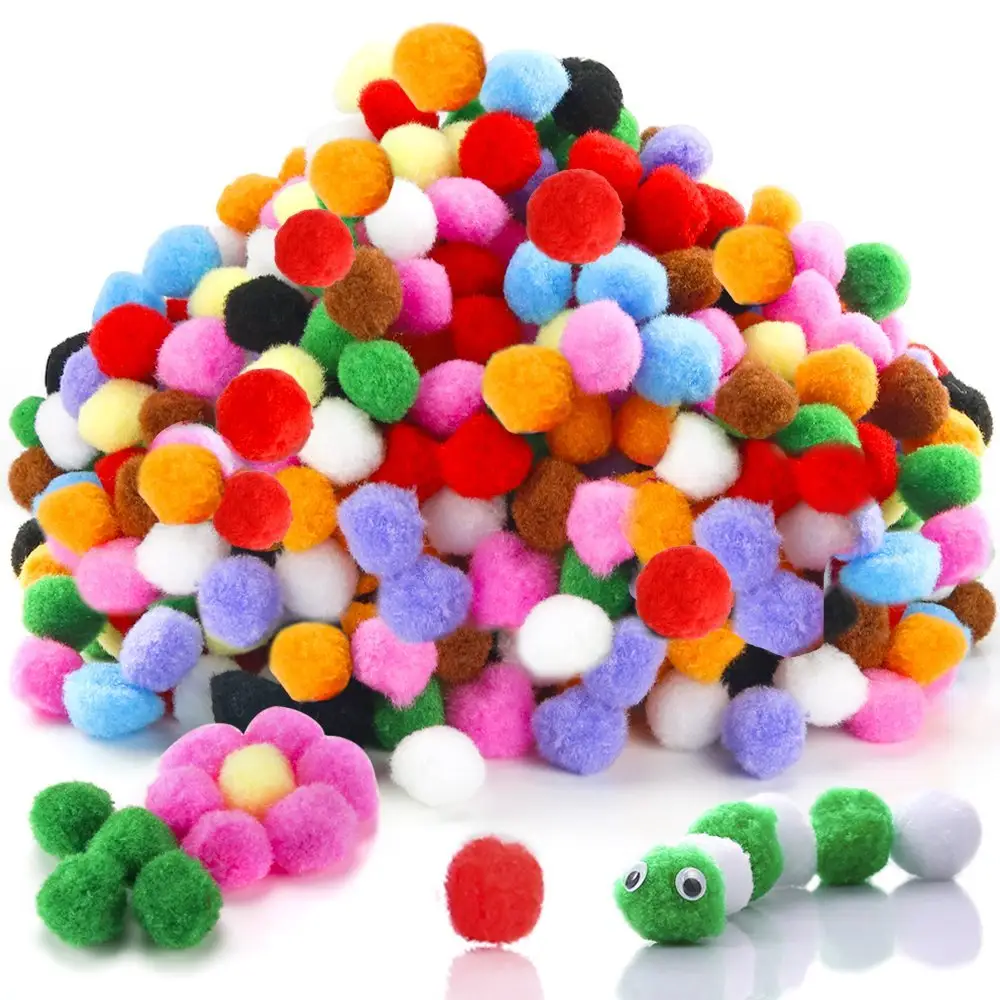 Wholesale Colorful Craft Artificial Decoration Glitter Pom Pom For Kids