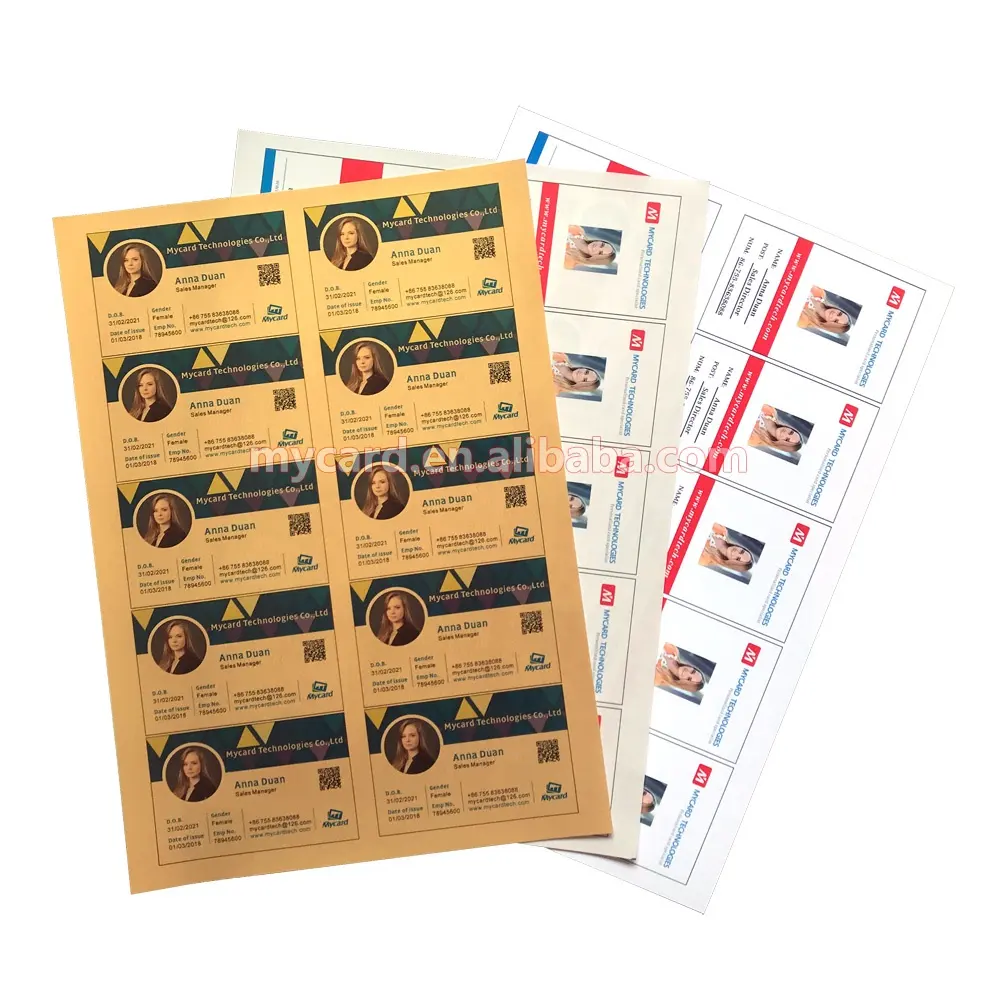 Hoja de papel PVC imprimible por inyección de tinta tamaño A4 A3 para tarjeta de identificación de plástico