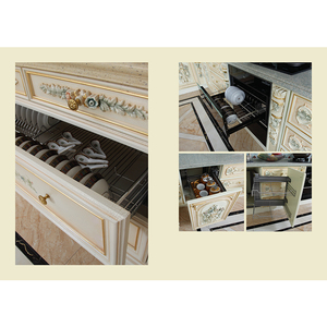 خزانة جانبية فاخرة للمطبخ من خشب البلوط الصلب المصقول مسبقًا بتصميم ملكي - Product Image 4