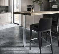 Table de bar à petit-déjeuner contemporaine réglable en métal chromé, pieds personnalisables, plan de travail de 710 à 740 mm, support moderne pour cuisine industrielle
