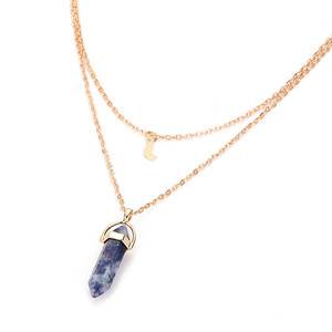 Doppio Strato di Migliori Amici di Cristallo Opale Naturale Pietra Proiettile Luna Doppio Strato Girocollo In Oro Collane Del Pendente Unisex Dei Monili del Regalo - Product Image 6
