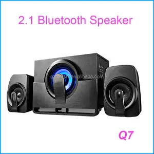 Enceinte bluetooth portable Q7 pour ordinateur de bureau, carte TF audio, petit caisson de basses, dents bleues, haut-parleur 2.1