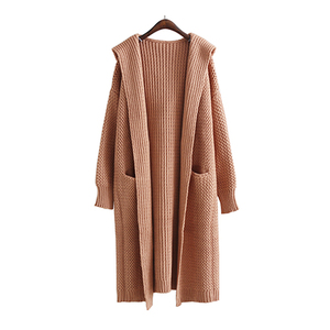 Extra Long Solid V-Neck <strong>Cardigan</strong> for <strong>Women</strong> Breathable Anti-Shrink Front Logo Pattern Decoration Long-Sleeved Abaya <strong>Pocket</strong> - Product Image 1