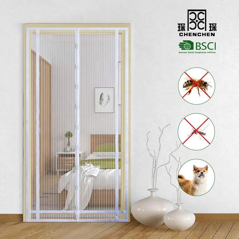 ドア用のフリーカットホワイトモスキートドアネット、さまざまなドアサイズに適合する磁気昆虫スクリーン