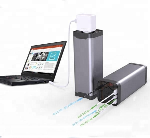 Портативный блок питания для ноутбука Многофункциональный AC/Type-C/QC3.0/12 В выход