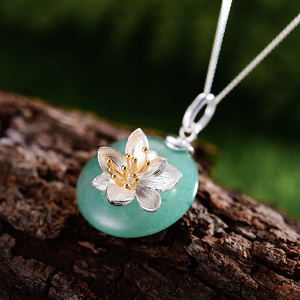 <span class=keywords><strong>Loto</strong></span> divertente gioielli <span class=keywords><strong>di</strong></span> lusso naturale gemma in 925 reale in argento Sterling <span class=keywords><strong>fiore</strong></span> <span class=keywords><strong>di</strong></span> <span class=keywords><strong>loto</strong></span> Design originale ciondoli per donne matrimonio - Product Image 4