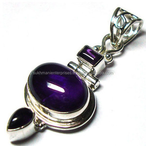 Jqueen — pendentifs en pierre d'améthyste naturelle, bijoux en argent Sterling 925, vente en gros - Product Image 1
