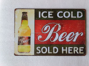 Cerveza Helada Vendido Aquí Vintage <span class=keywords><strong>Cartel</strong></span> de chapa de Metal <span class=keywords><strong>Cartel</strong></span> Del Arte Decoración Del Hogar House Cafe Bar signos - Product Image 1