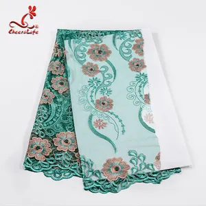 Cheerslife Beberapa Polyester Ramah Lingkungan Afrika Bahasa Perancis Bordir Bunga Voile Lace Fabric untuk Wedding Dress