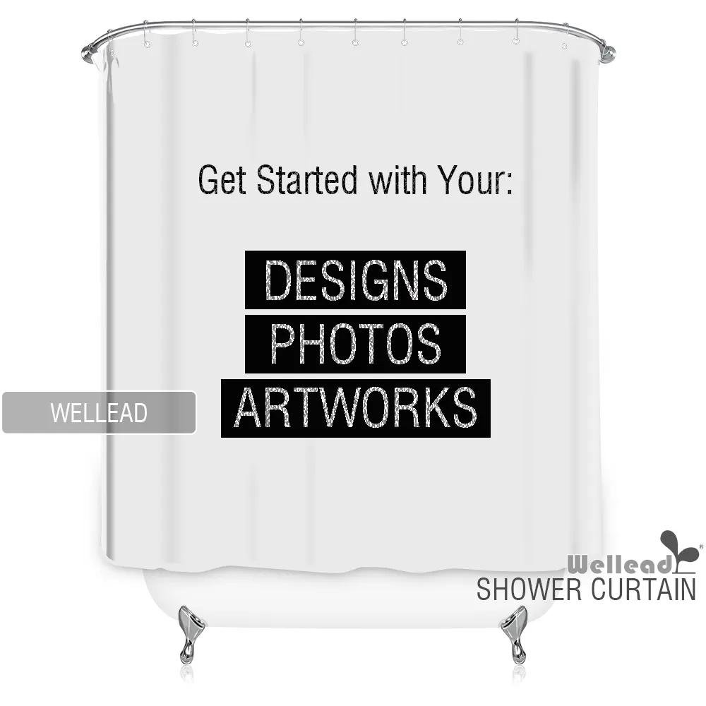 No MOQ Custom Printed Fabric Designer Shower Curtain Waterproof Bathroom Curtains 3d Shower Curtain