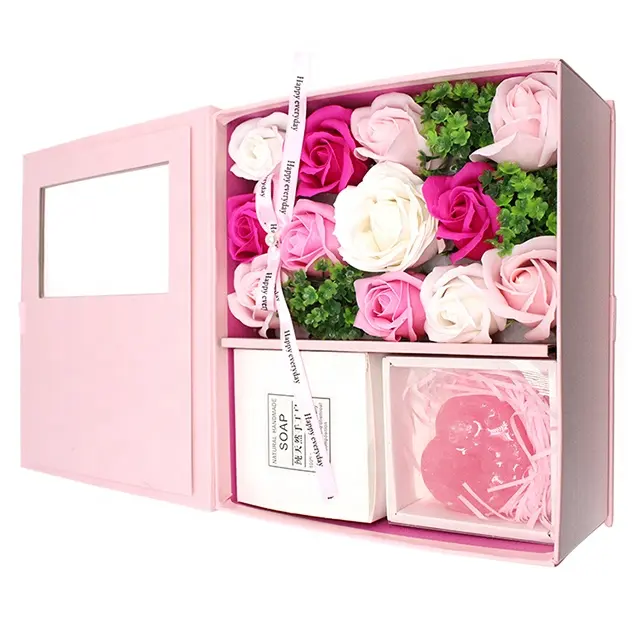 OEM/ODM натуральное бумажное мыло с цветком розы с сердцем, мыло, подарок на день Святого Валентина, Набор подарочных коробок