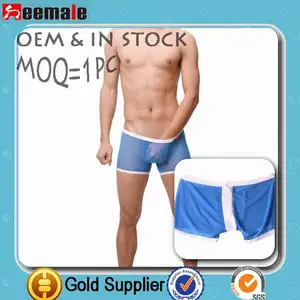 Бесплатный образец прозрачный уникальный дизайн мужчин бесшовное белье боксеры шорты сексуальный пенис крышка Uzhot белье S14005