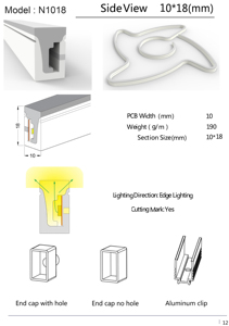 N1018 شريط سيليكون نيون منفصل شريط ليد 10*18 أنبوب ناشر سيليكون نيون مرن ليد حليبي - Product Image 5