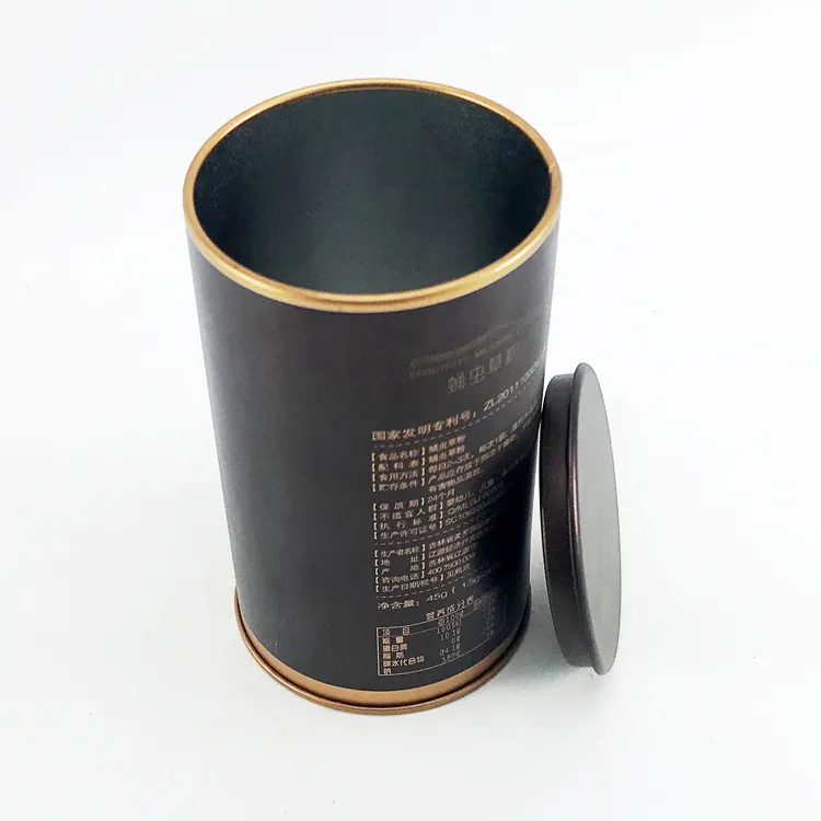 बड़ा दौर मैट काले स्टेनलेस स्टील 150g ढीला चाय पैकेजिंग बॉक्स टिन कनस्तरों