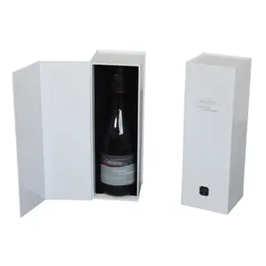 Wit Custom Papier Gift Verpakking Wijnfles Box Voor 500Ml Fles