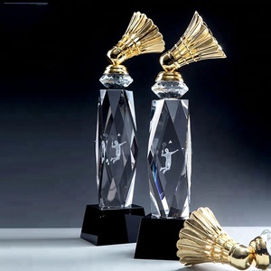 Honneur de cristal Meilleure vente Nouveau Design <span class=keywords><strong>Badminton</strong></span> 3d Gravure Logo Sports Crystal Awards Trophy - Product Image 2