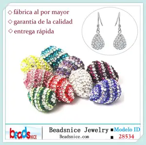 Beadsnice ID 28534 de la alta calidad de lágrima granos del shamballa medio agujero del rhinestone de la joyería